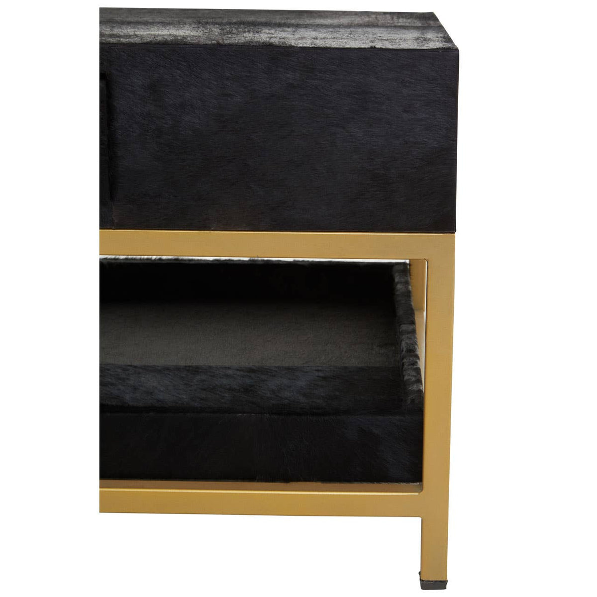 Vienna Black Hair On Leather Coffee Table with Metal Frame