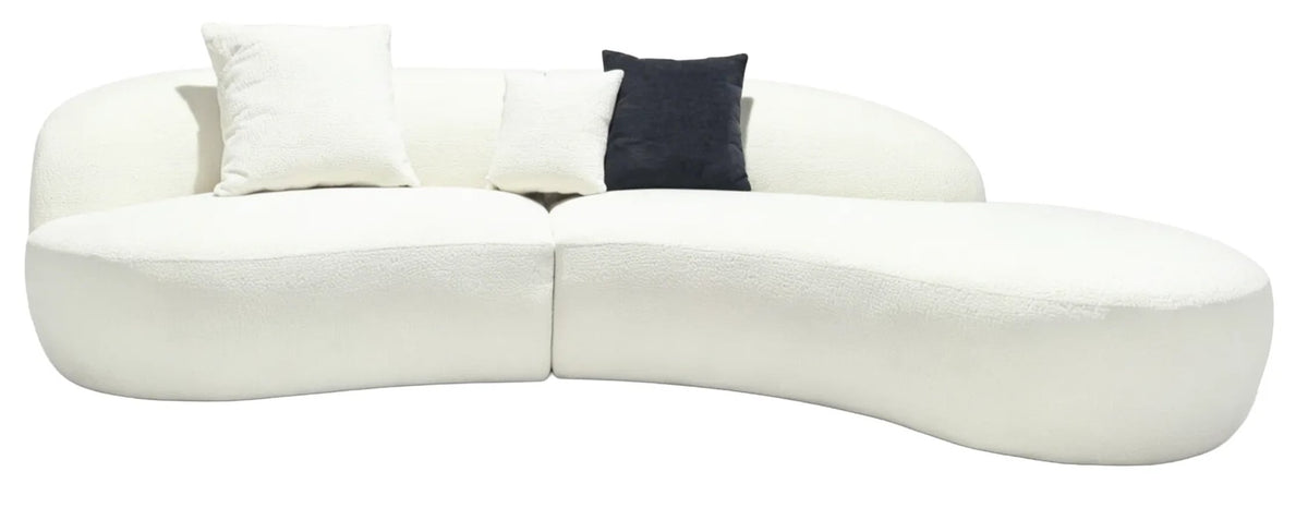 Cranbrook Ivory Textured 3 Seater Curved Chaise Sofa