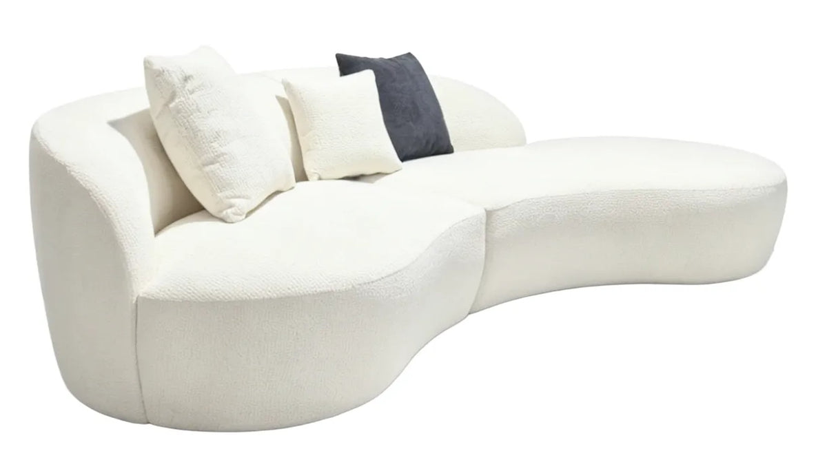 Cranbrook Ivory Textured 3 Seater Curved Chaise Sofa