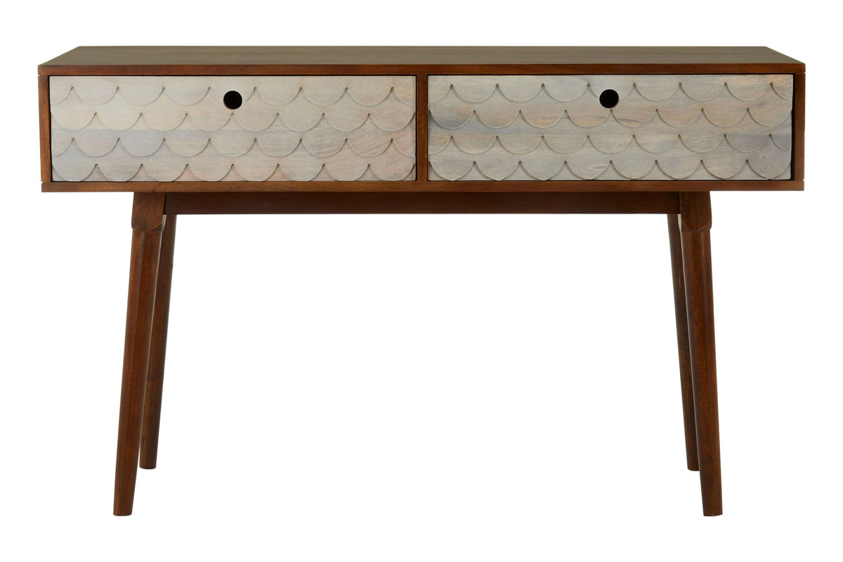 Exeter Carved Mango Wood Console Table with 2 Drawers