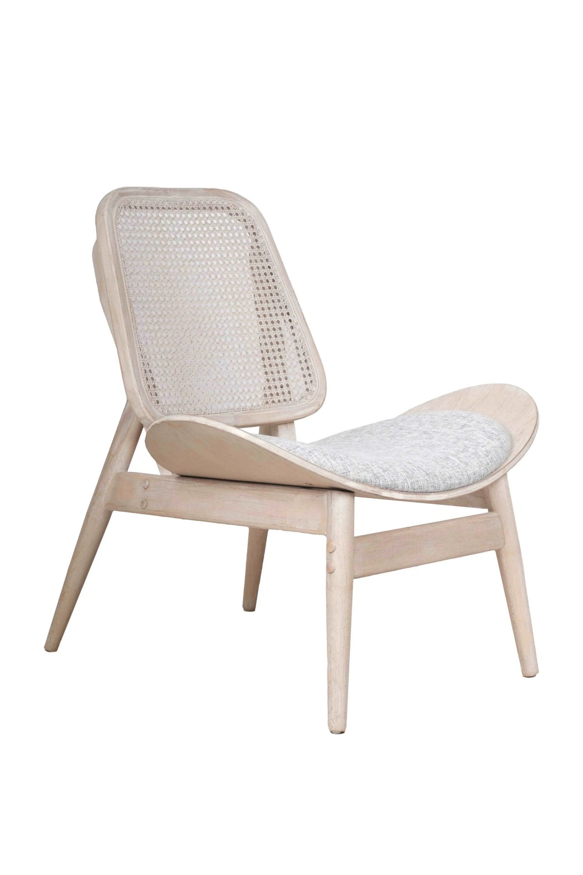 Harrogate Fabric and Washed Elm Wood Chair with Cane Back
