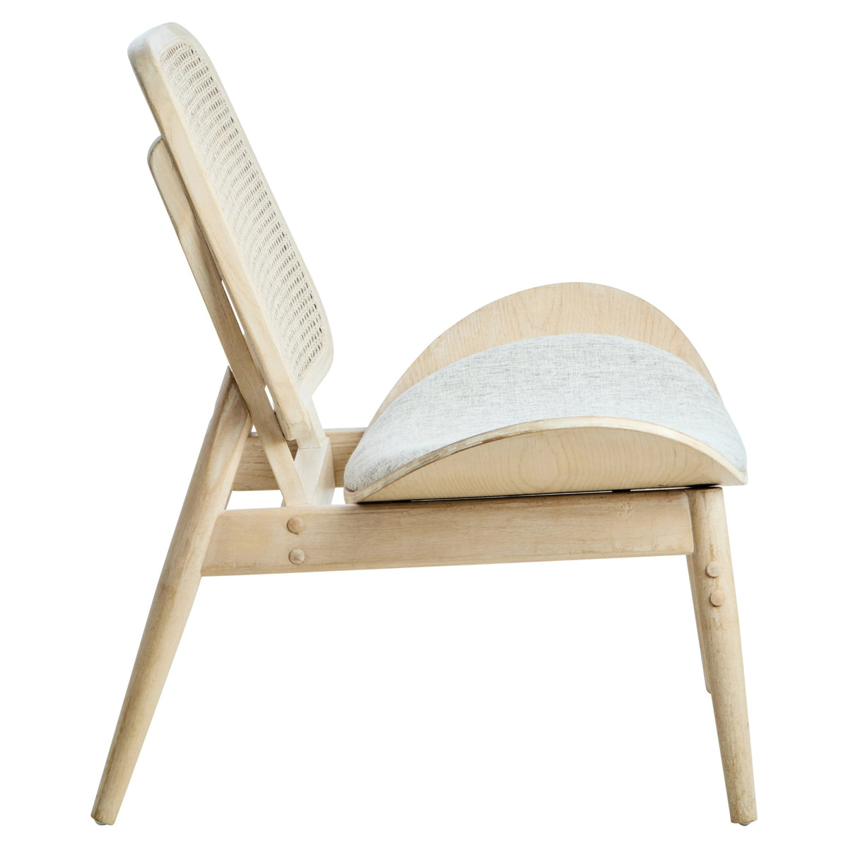 Harrogate Fabric and Washed Elm Wood Chair with Cane Back