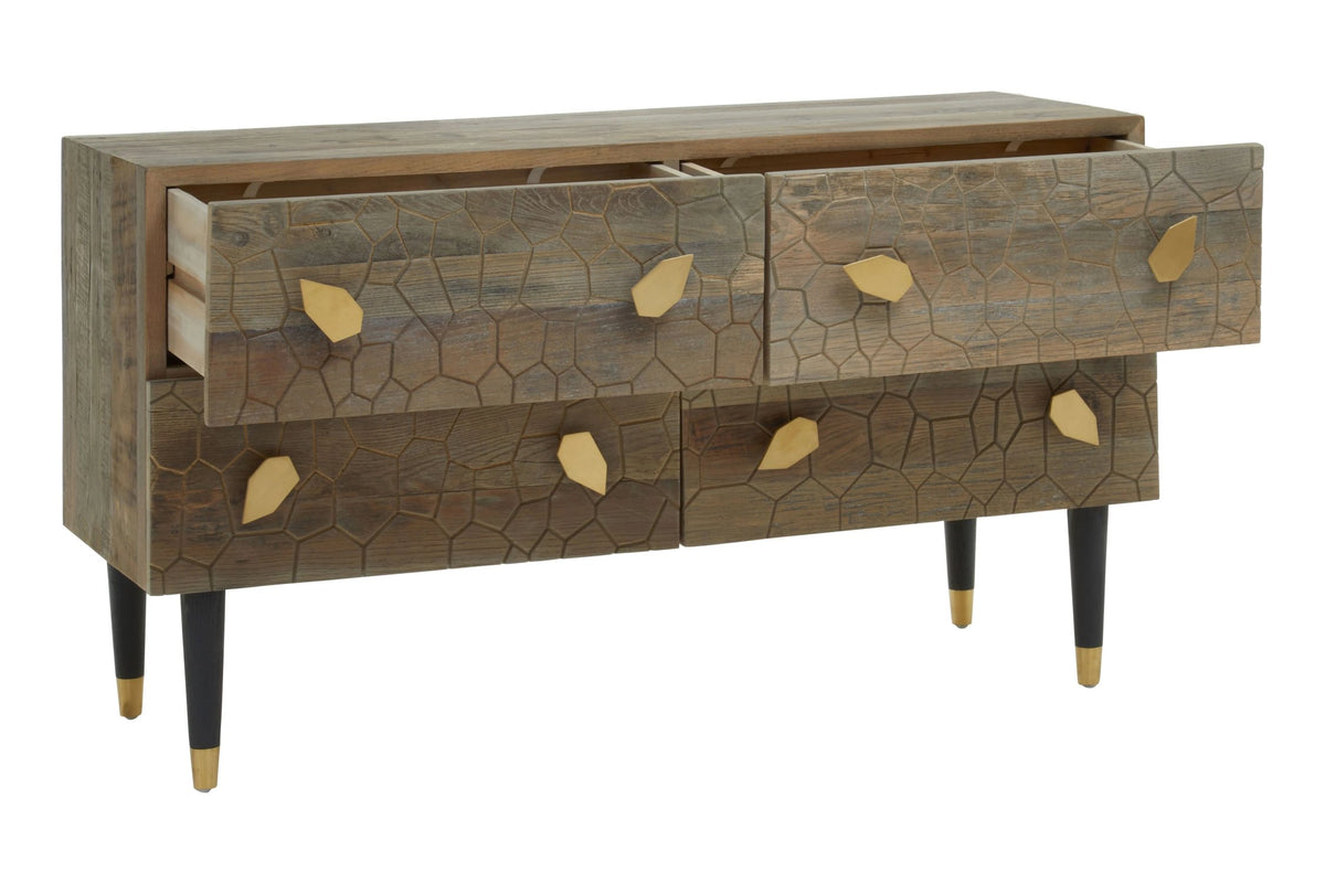 Maldon Recycled Elm Wood Chest of 4 Drawers