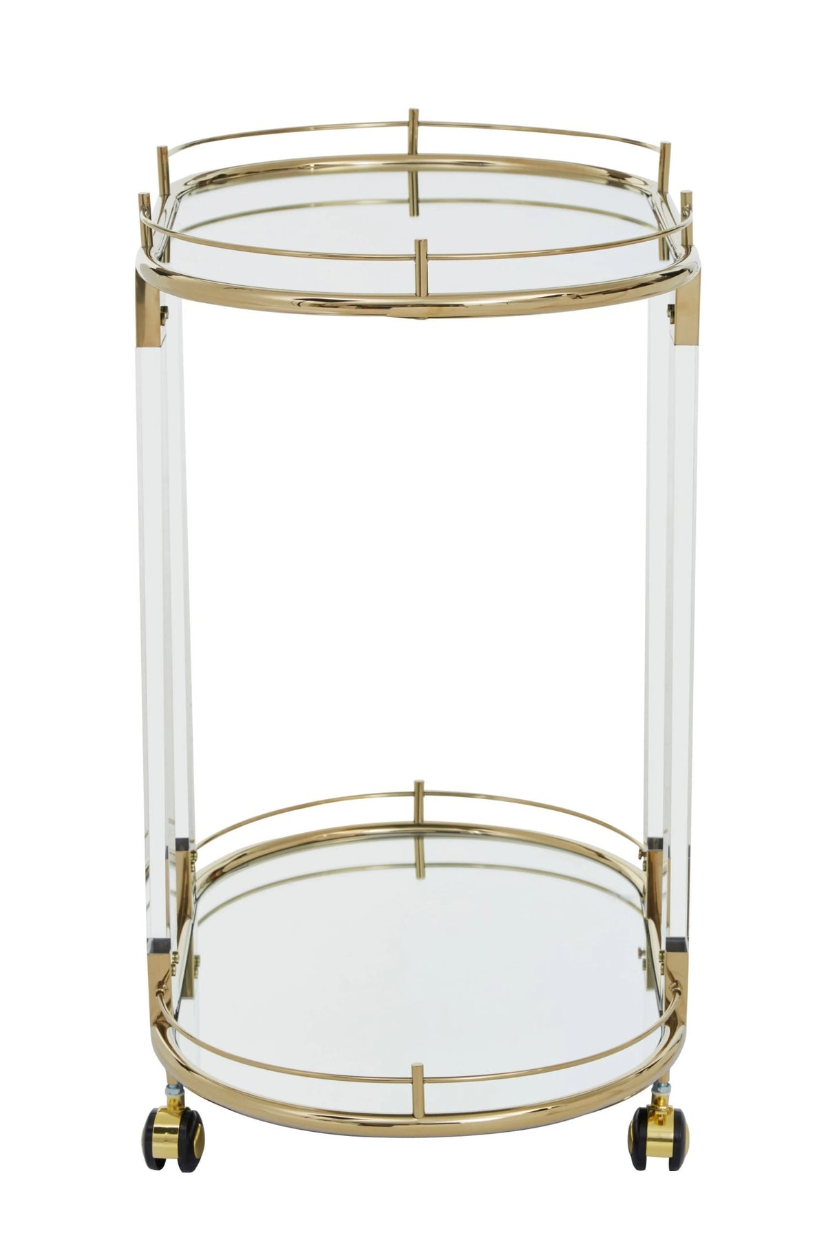Amalfi Metal and Acrylic Frame 2 Tier Oval Drinks Trolley