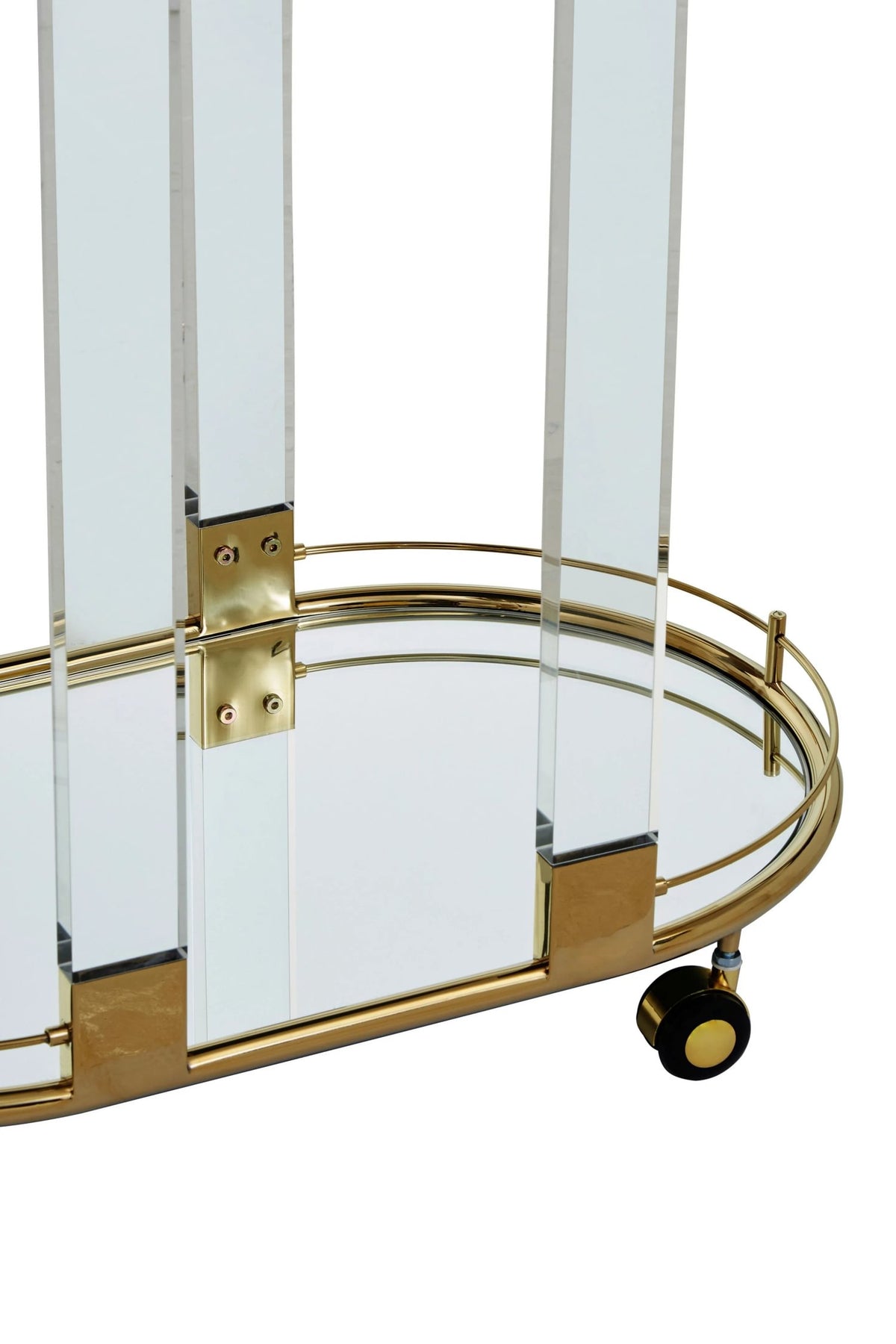 Amalfi Metal and Acrylic Frame 2 Tier Oval Drinks Trolley