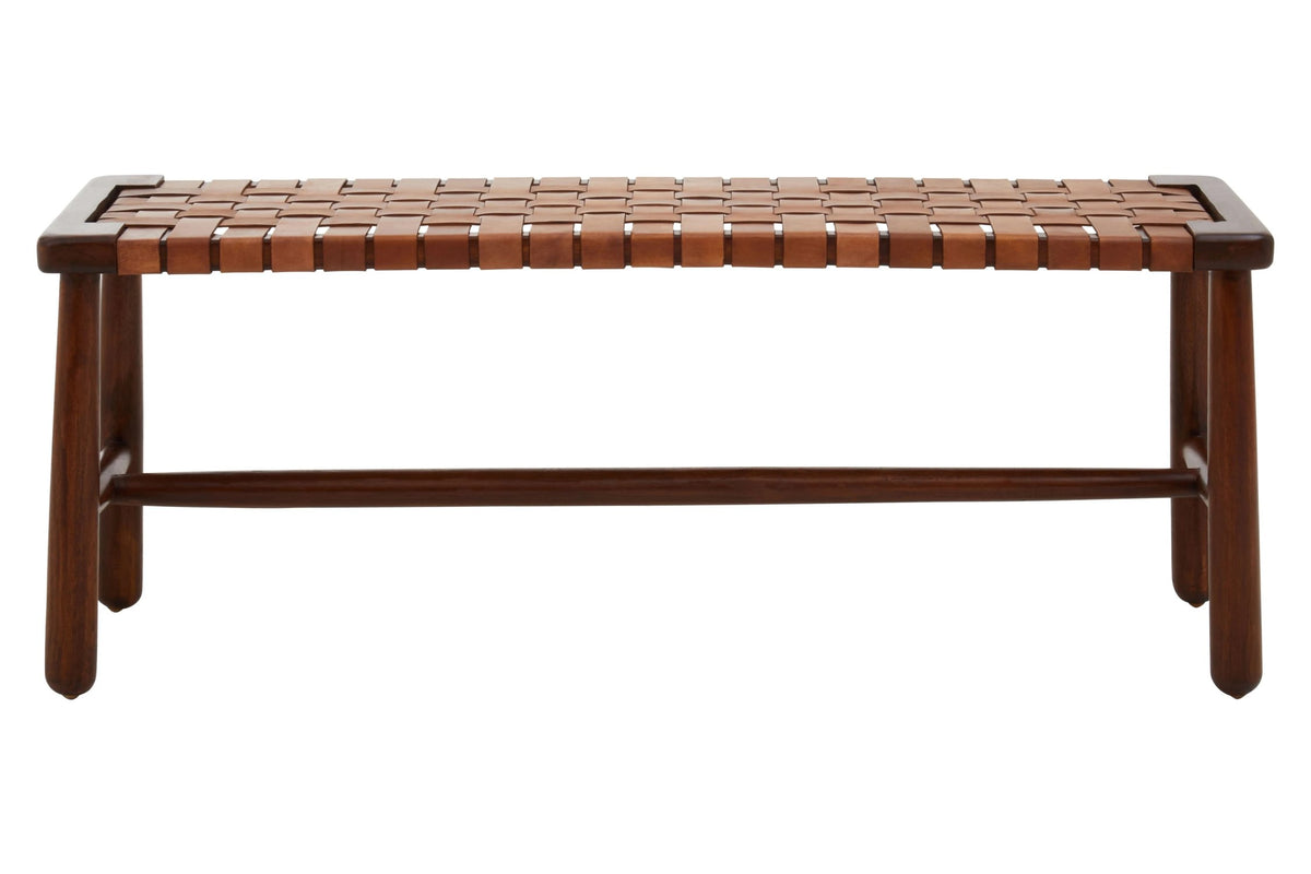 Carlton Tan Leather Lattice Design Bench