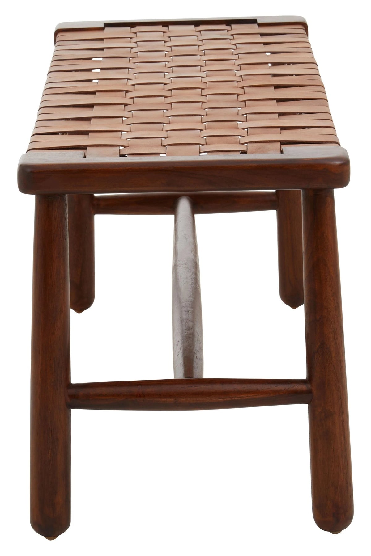 Carlton Tan Leather Lattice Design Bench