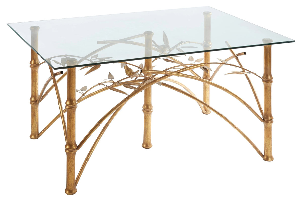 Winchester Glass and Antique Gold Finish Bamboo Design Dining Table