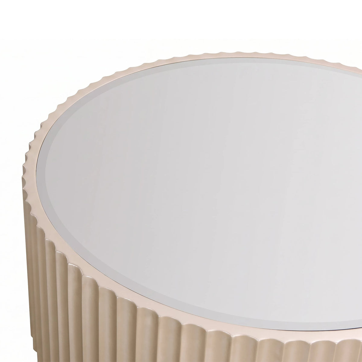 Portree Champagne Gold Finish Flute Detail Coffee Table with Mirror Top