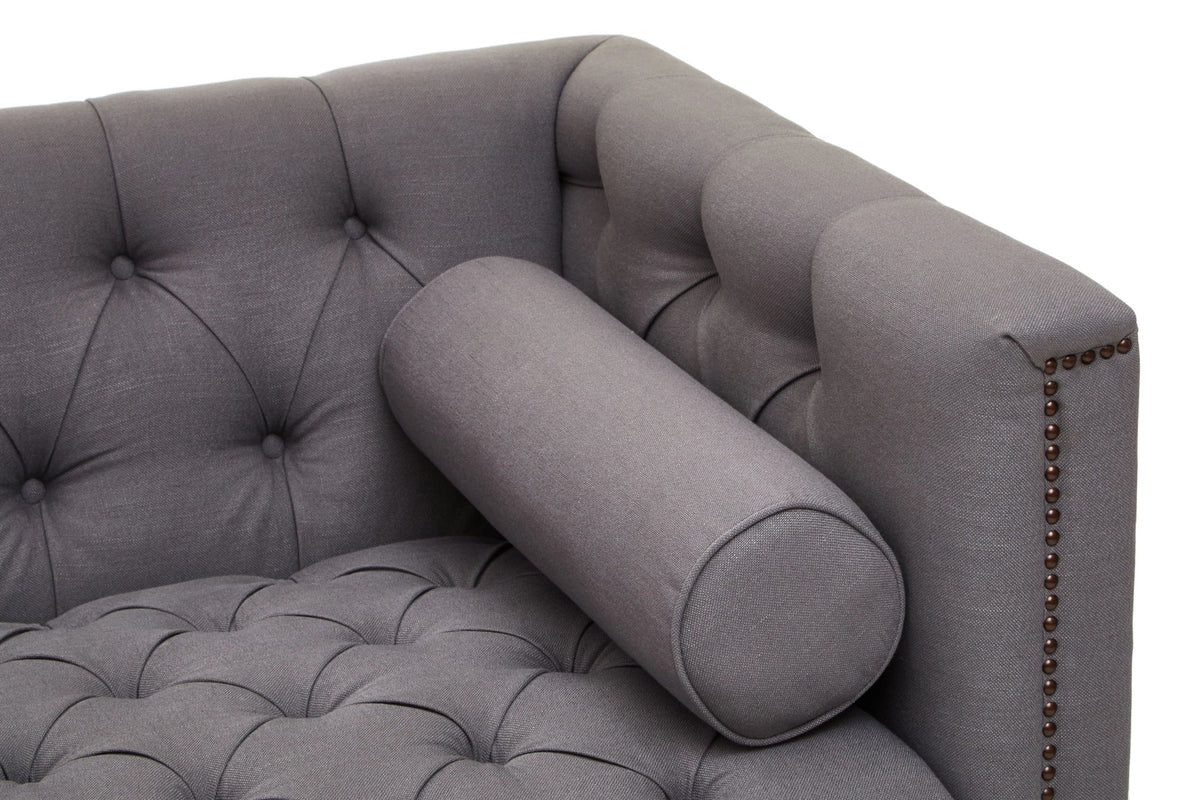 Fowey Grey Fabric 2 Seat Modern Chesterfield Sofa