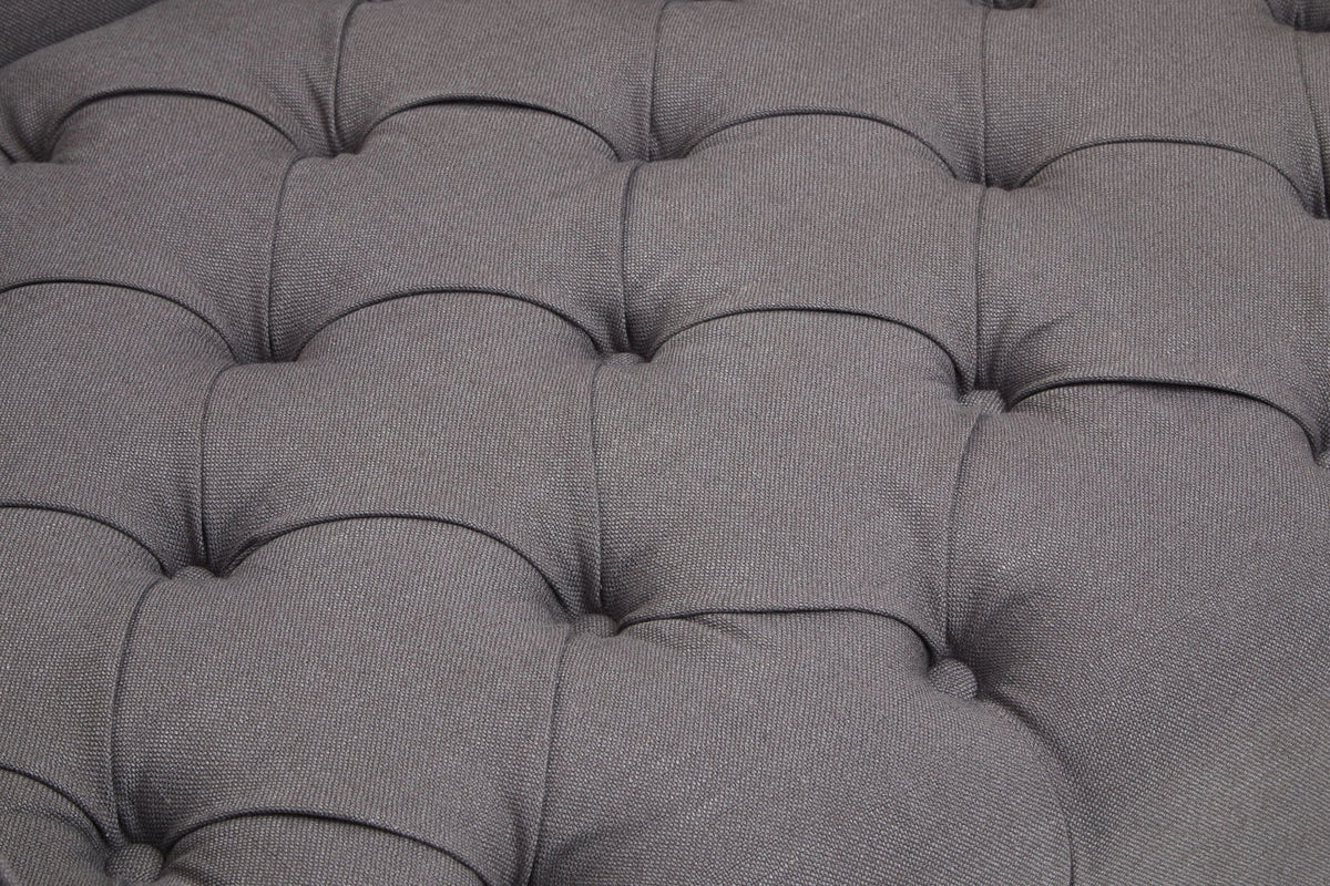 Fowey Grey Fabric 2 Seat Modern Chesterfield Sofa