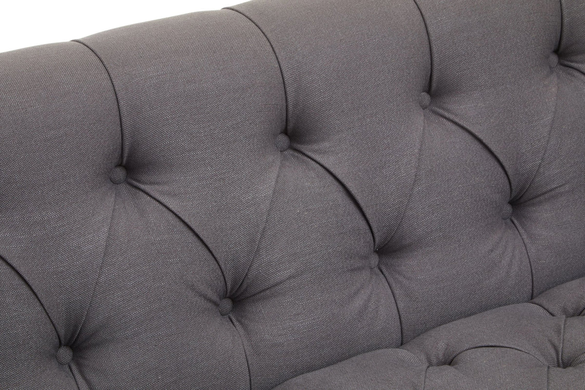 Fowey Grey Fabric 2 Seat Modern Chesterfield Sofa