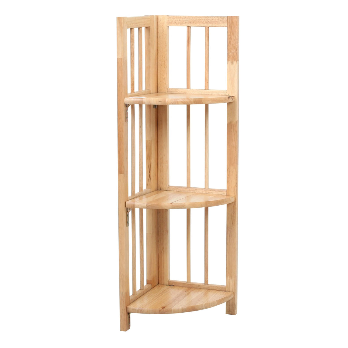 Devizes 3 Tier Tropical Hevea Wood Corner Shelf Unit