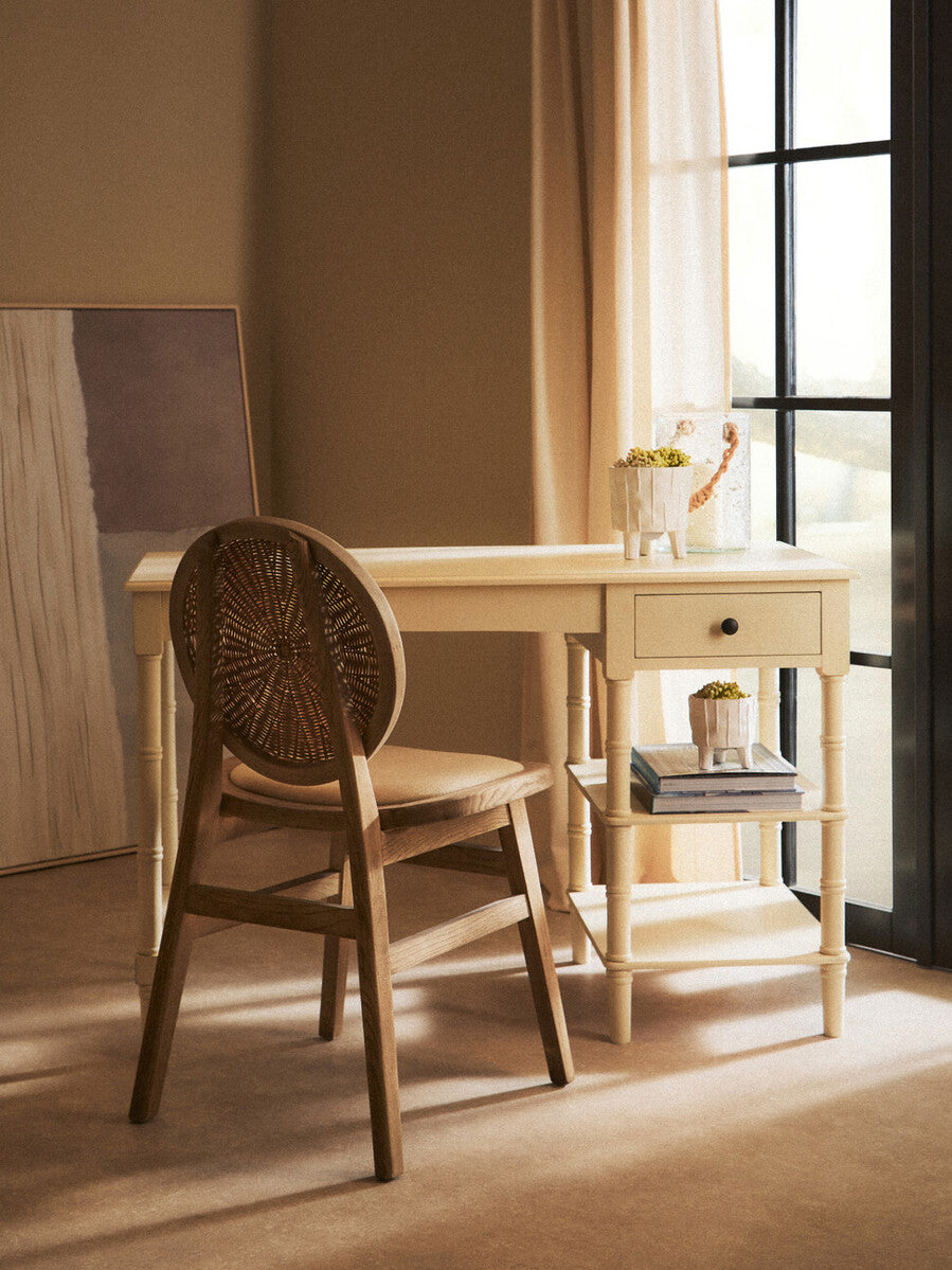 Stirling Beige Fabric and Elm Wood Dining Chair