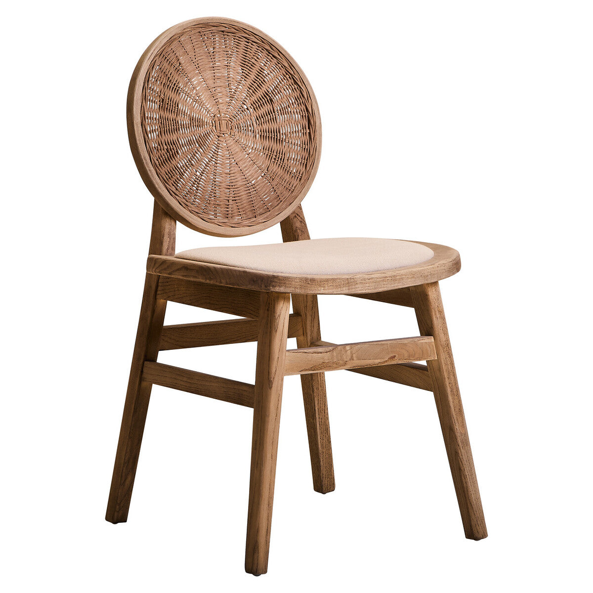 Stirling Beige Fabric and Elm Wood Dining Chair