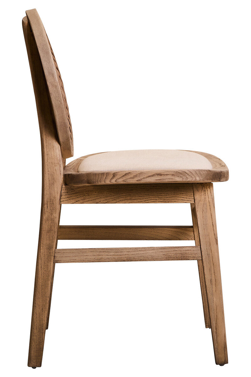 Stirling Beige Fabric and Elm Wood Dining Chair