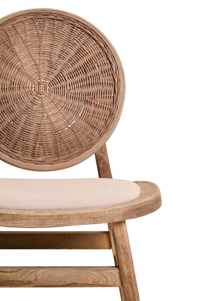 Stirling Beige Fabric and Elm Wood Dining Chair