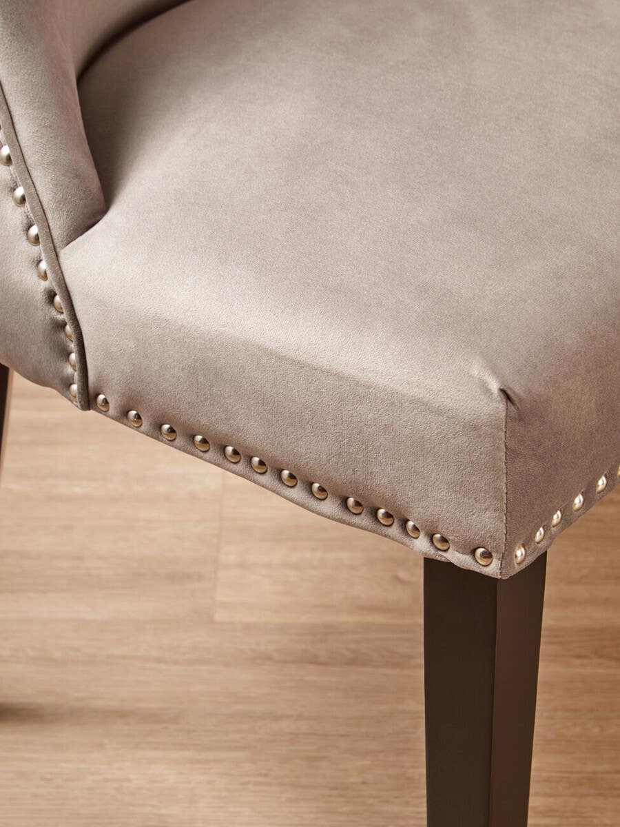 Vienna Natural Linen Dining Chair with Dark Legs