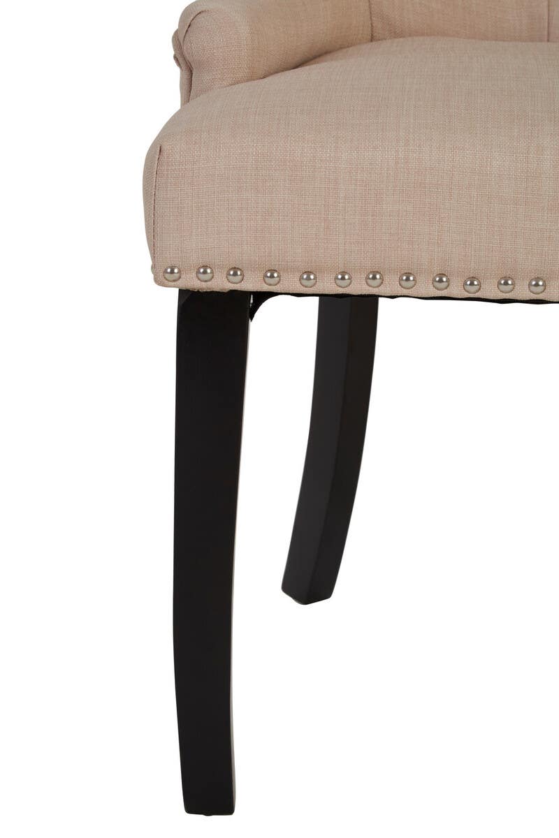 Vienna Natural Linen Dining Chair with Dark Legs