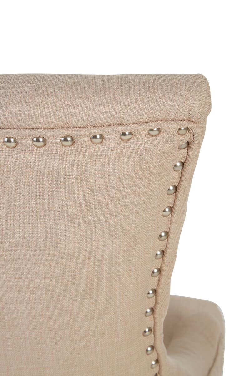 Vienna Natural Linen Dining Chair with Dark Legs