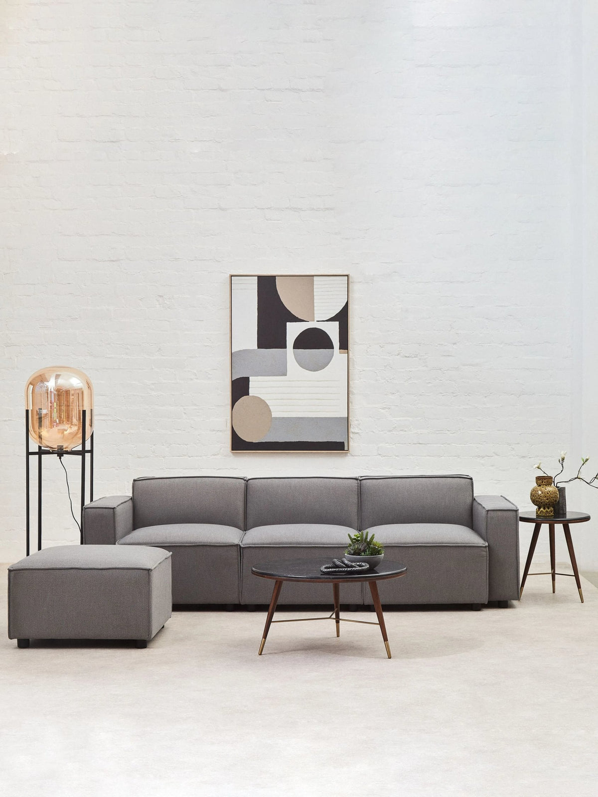 Marylebone Grey Fabric Armless Modular Sofa