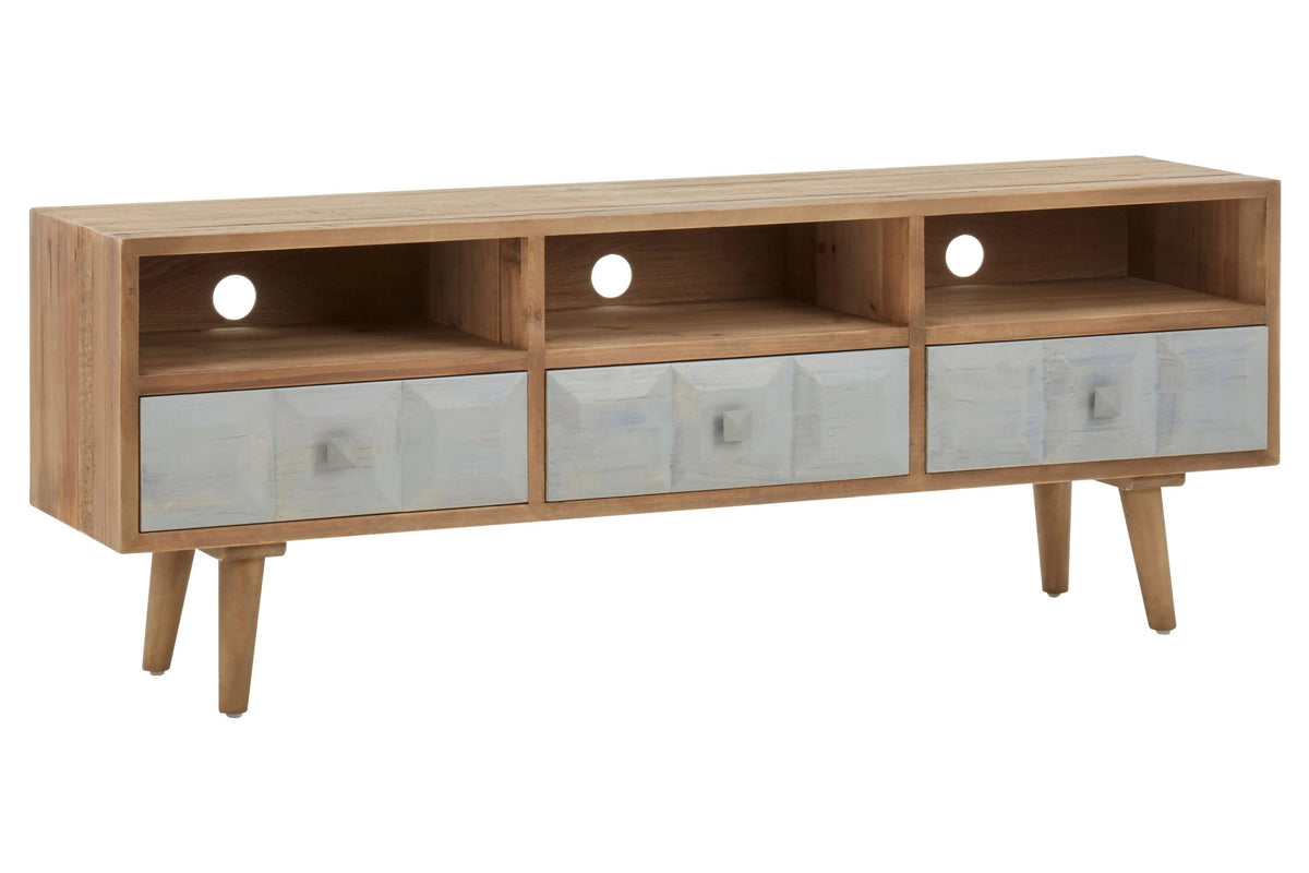 Denbigh Whitewash Pine Wood Media Unit