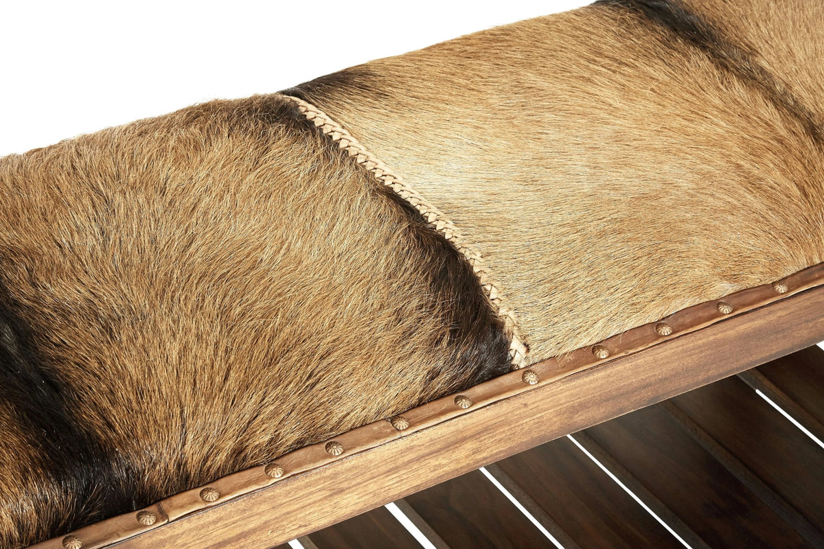 Carlton Brown Hair On Leather Bench