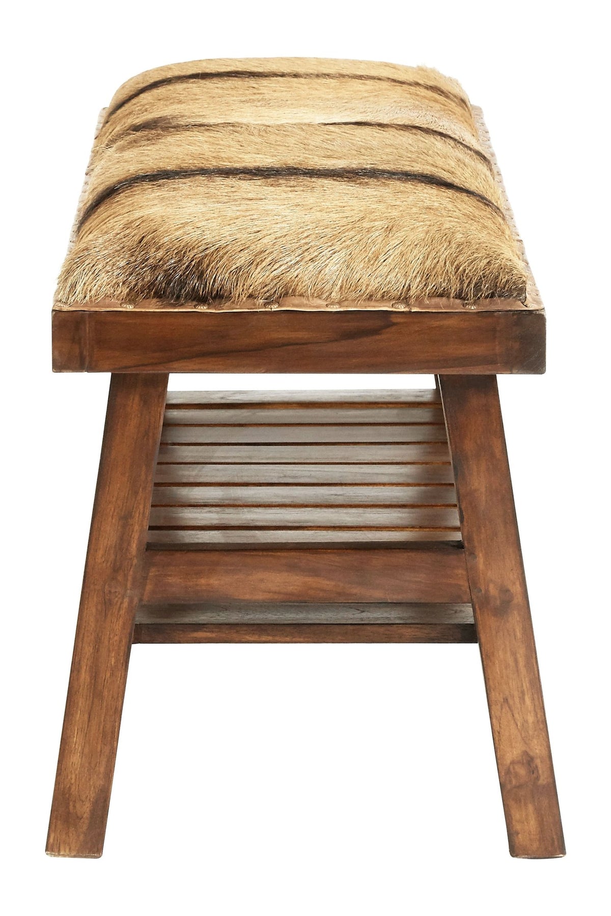 Carlton Brown Hair On Leather Bench
