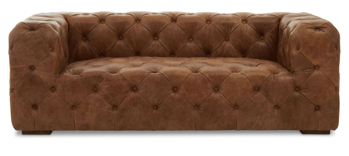 Harrogate Three Seat Brown Leather Modern Chesterfield Sofa