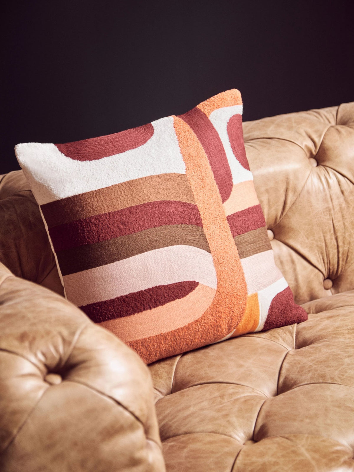 Harrogate Three Seat Brown Leather Modern Chesterfield Sofa