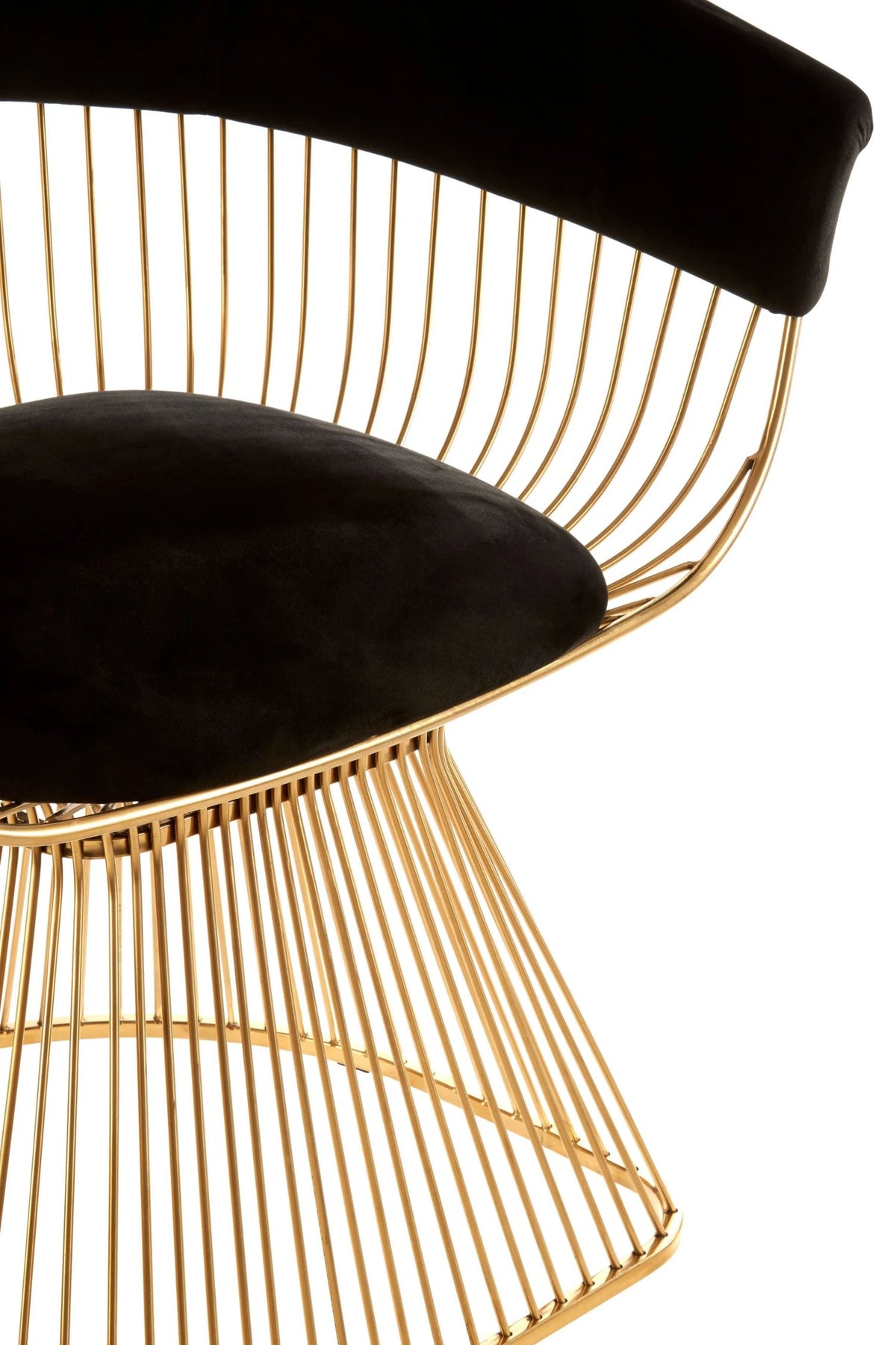 Valencia Black Velvet and Gold Finish Chair