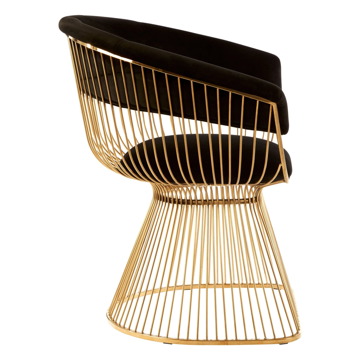 Valencia Black Velvet and Gold Finish Chair
