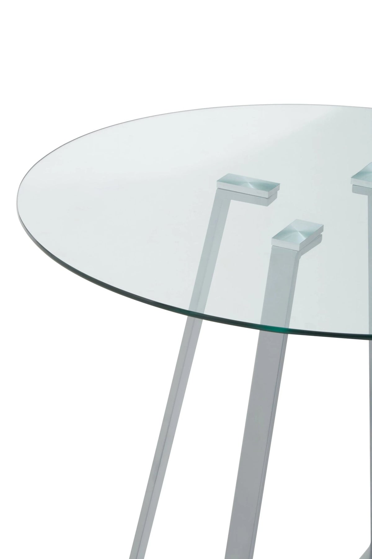 Halifax Round Glass Dining Table with Grey Legs