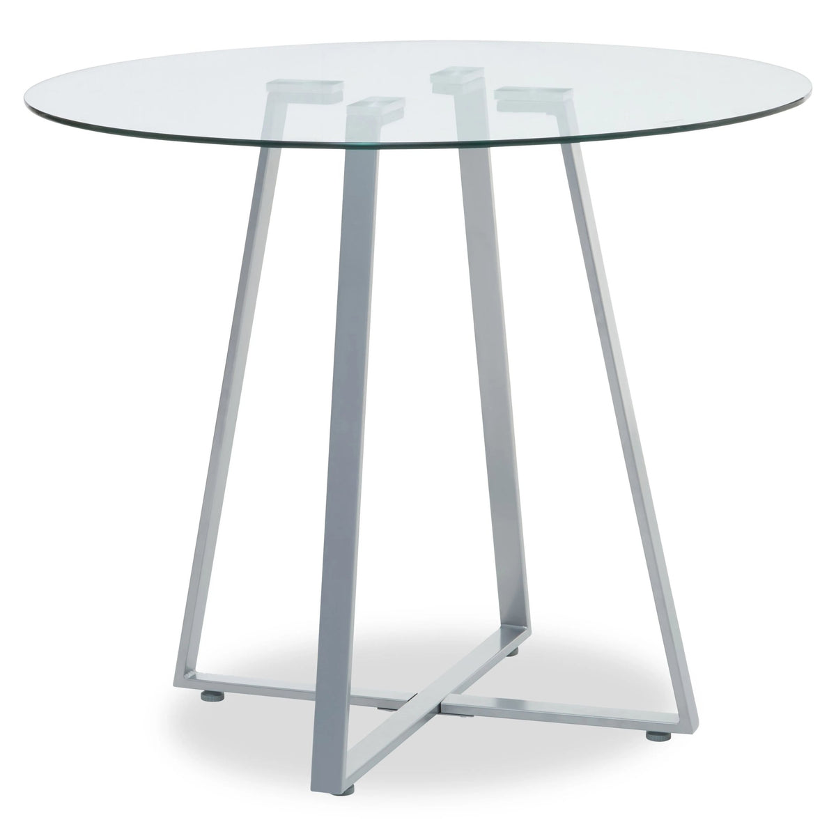Halifax Round Glass Dining Table with Grey Legs
