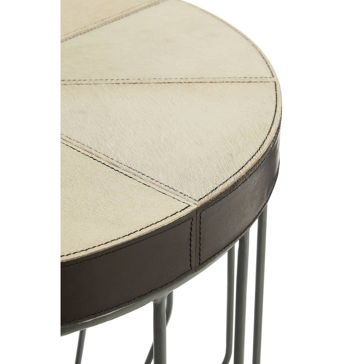 Vienna Hair On Leather Round Side Table #colour_grey