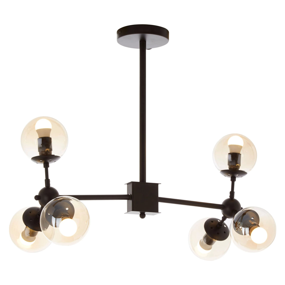 Cambridge 6 Arm Matte Black Pendant Light