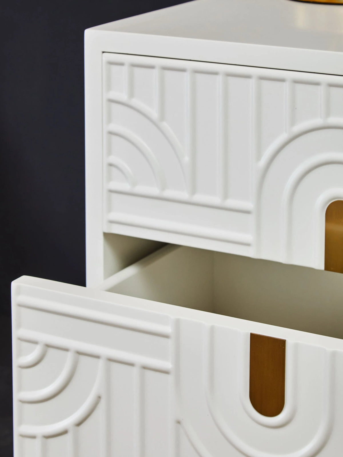 Stowe Off White 2 Drawer Side Table