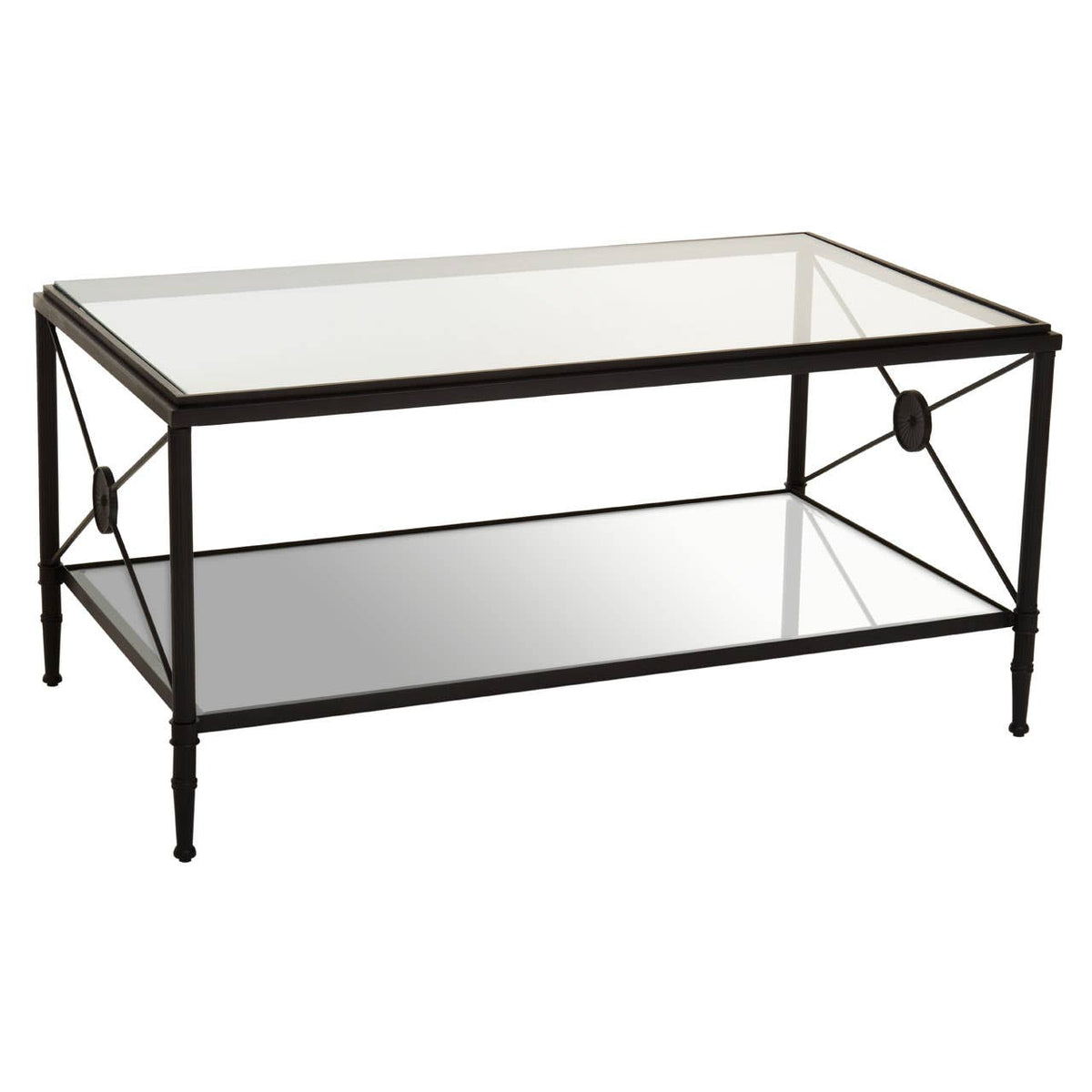 Cowes Glass Coffee Table with Metal Frame