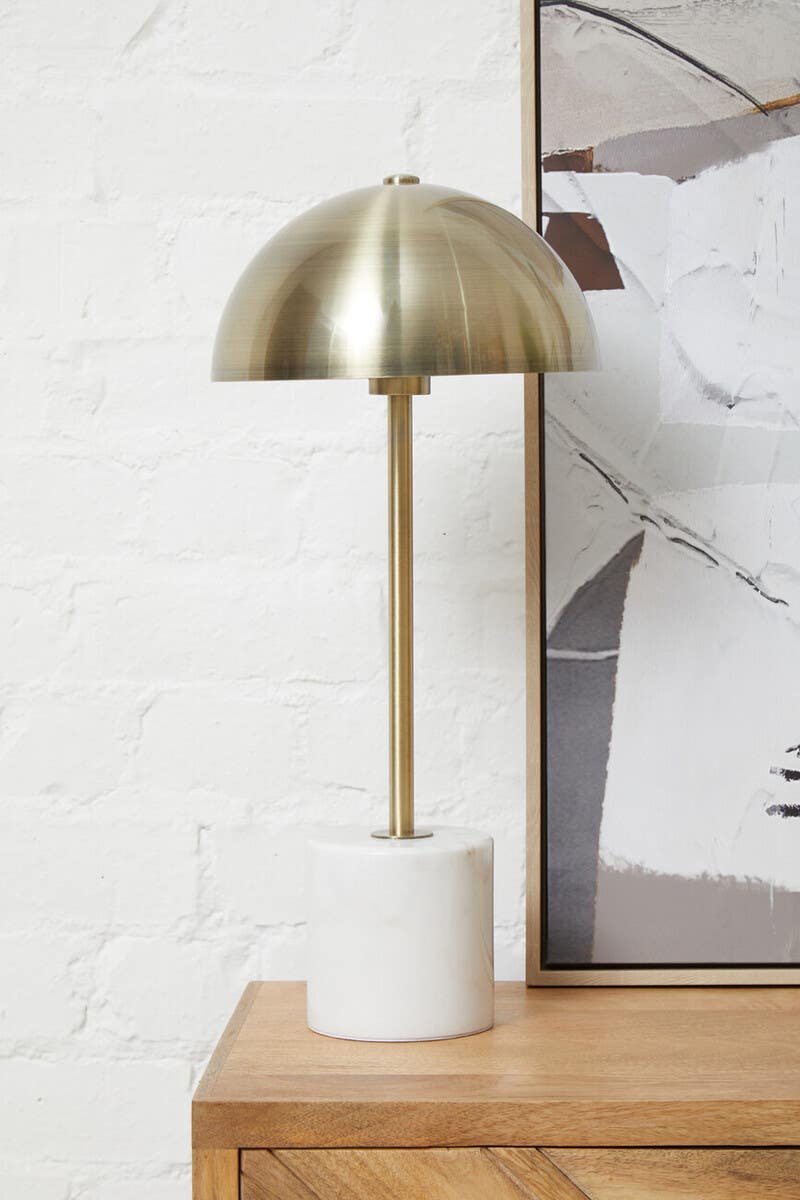 Notting Brushed Brass Table Lamp with Marble Base
