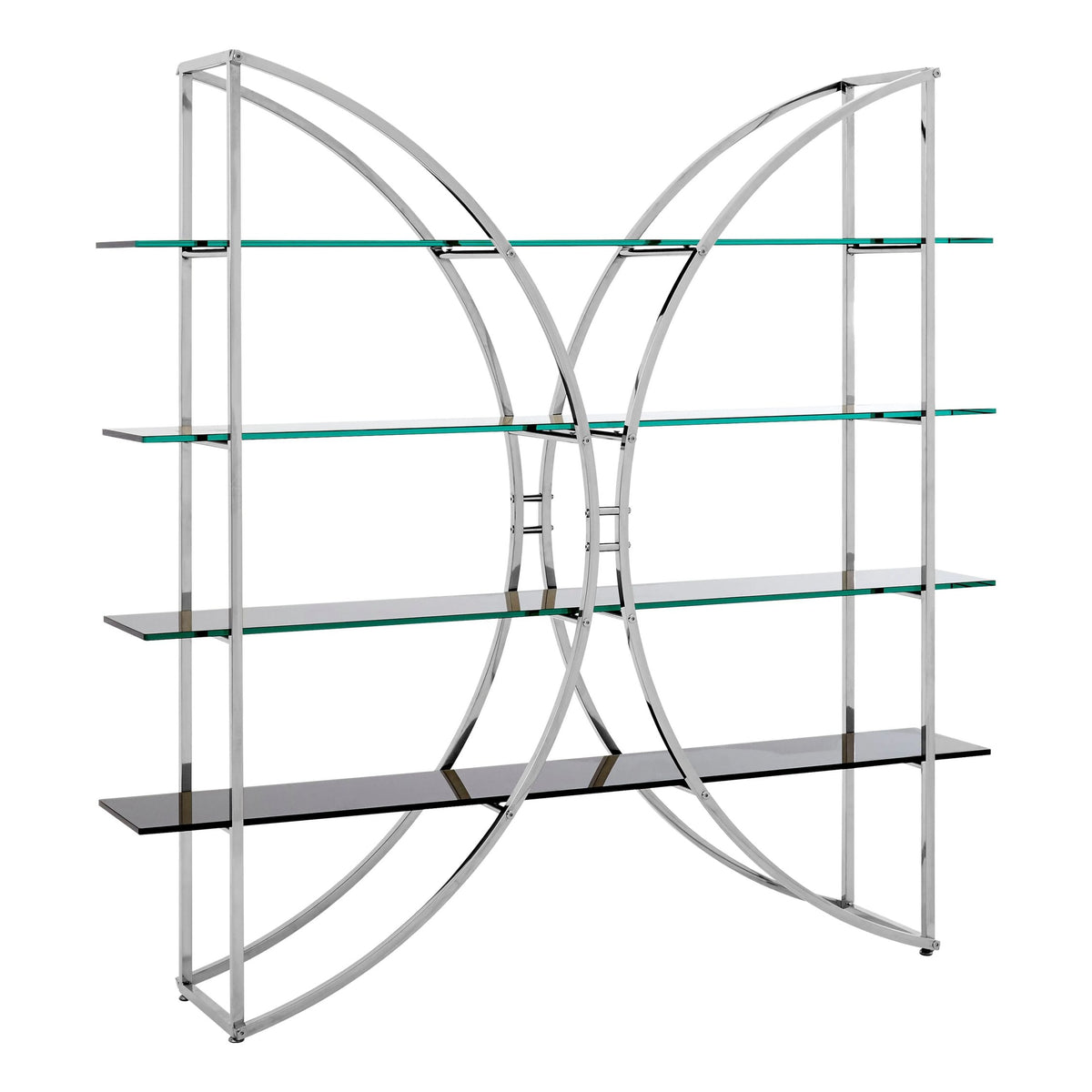 Valencia 4 Tier Glass Shelf Unit with Curved Silver Frame