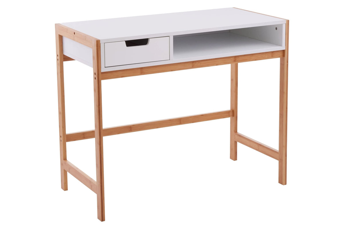 Capri White Desk with Storage