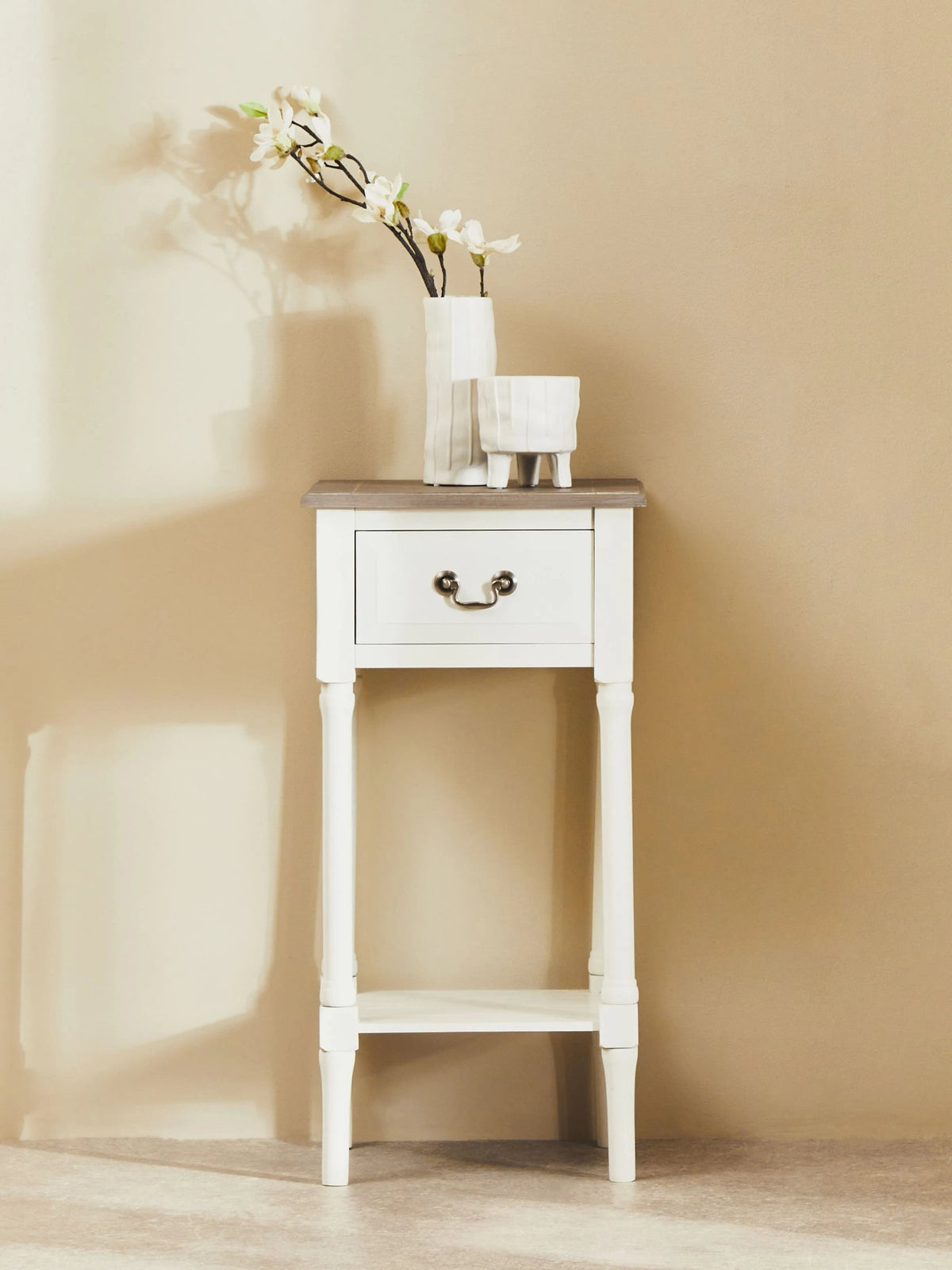 Savoy One Drawer Ivory Wooden Side Table