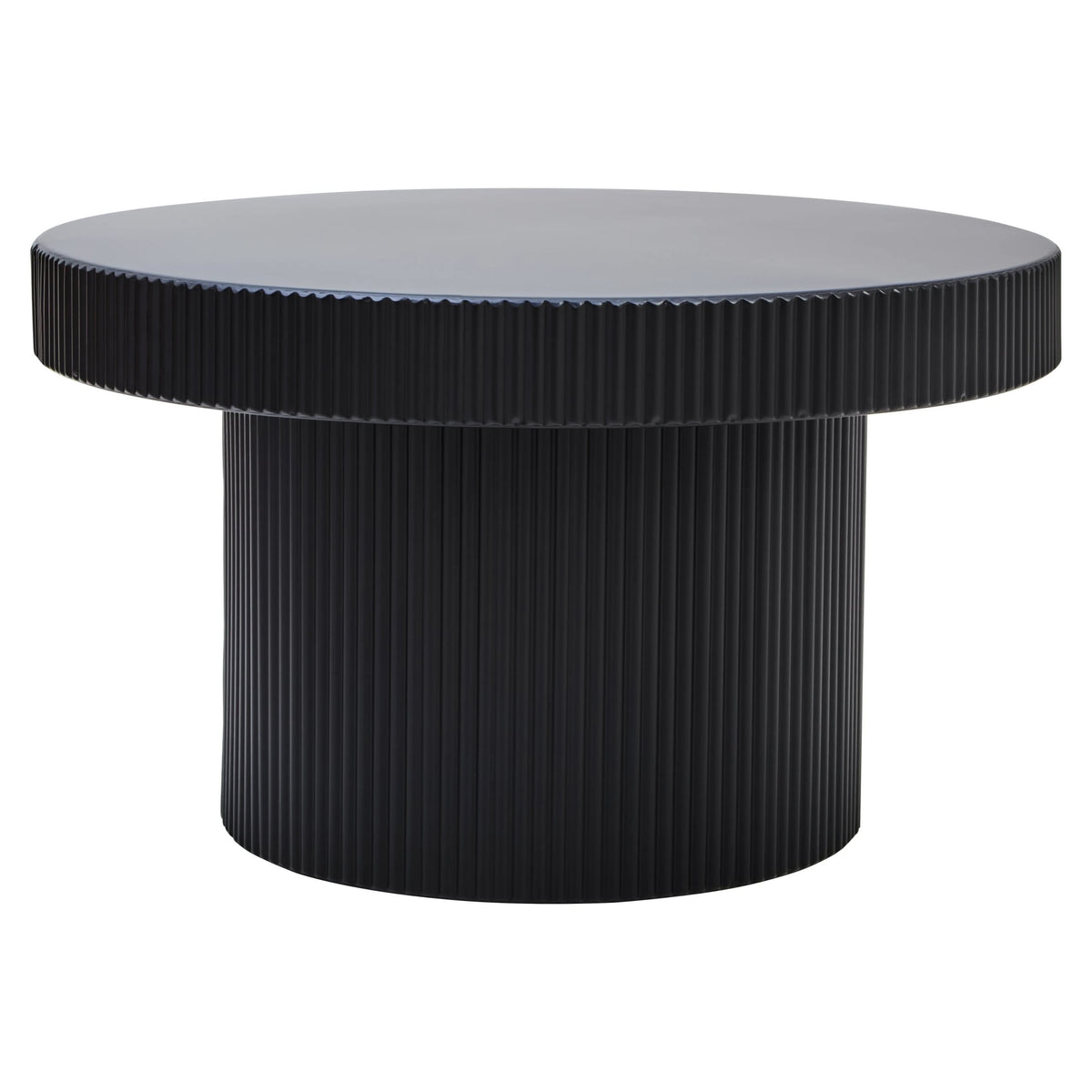 Bath Black Metal Round Ridge Detail Coffee Table