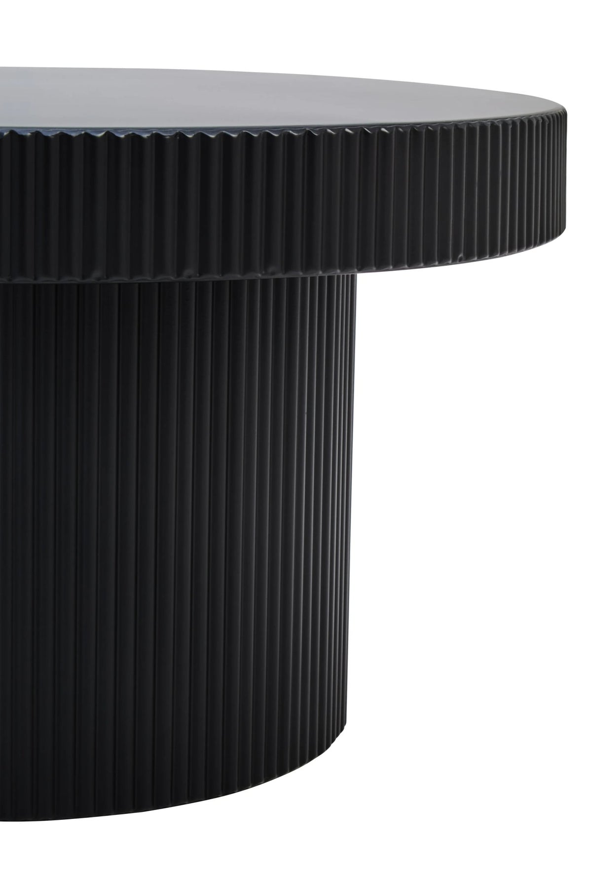 Bath Black Metal Round Ridge Detail Coffee Table