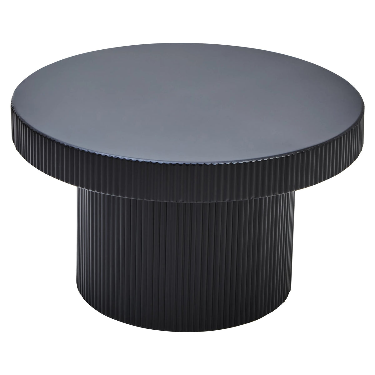 Bath Black Metal Round Ridge Detail Coffee Table