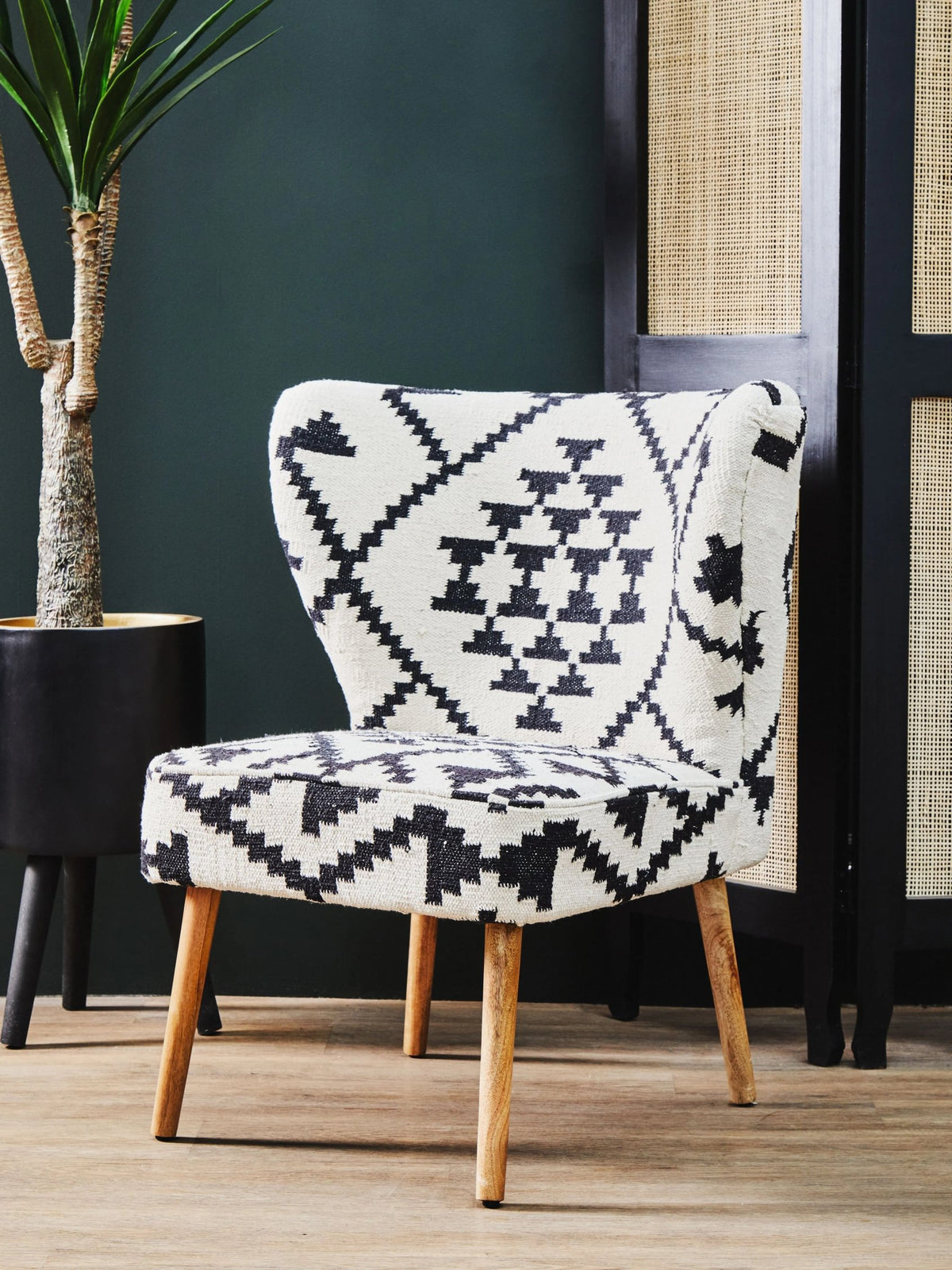 Granada White and Black Berber Style Mango Wood Chair