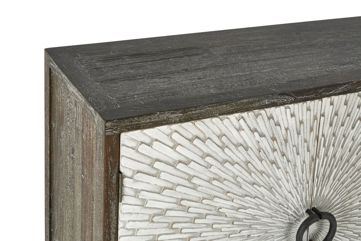 Notting Grey Wash Recycled Elm Wood 4 Door Sideboard