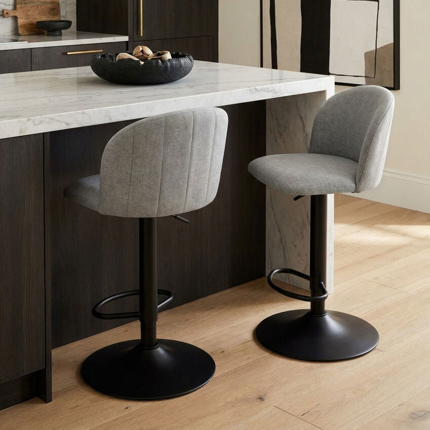 Chichester Set of 2 Textured Fabric Curved Bar Chairs