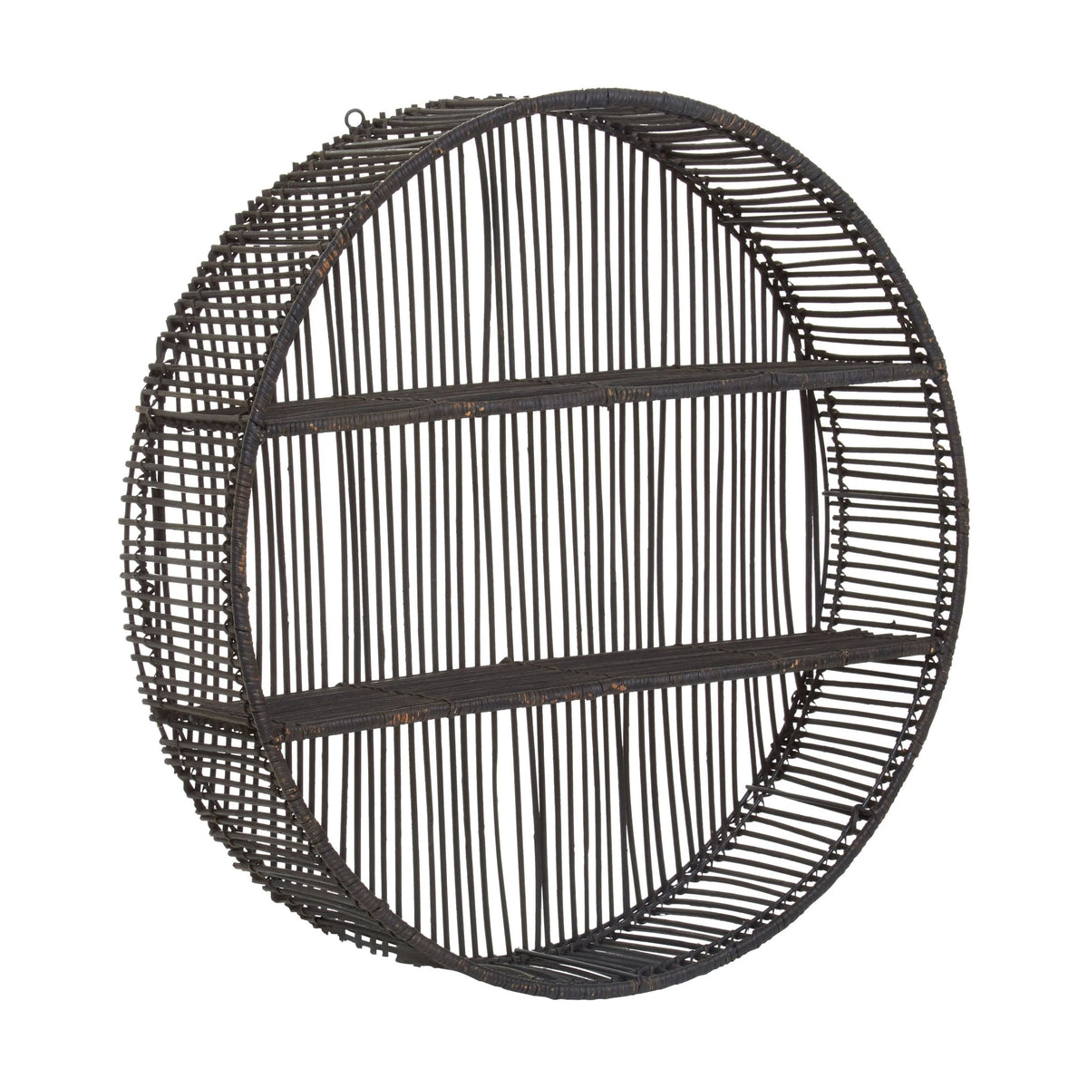 Reigate Large Black Rattan Wall Shelf