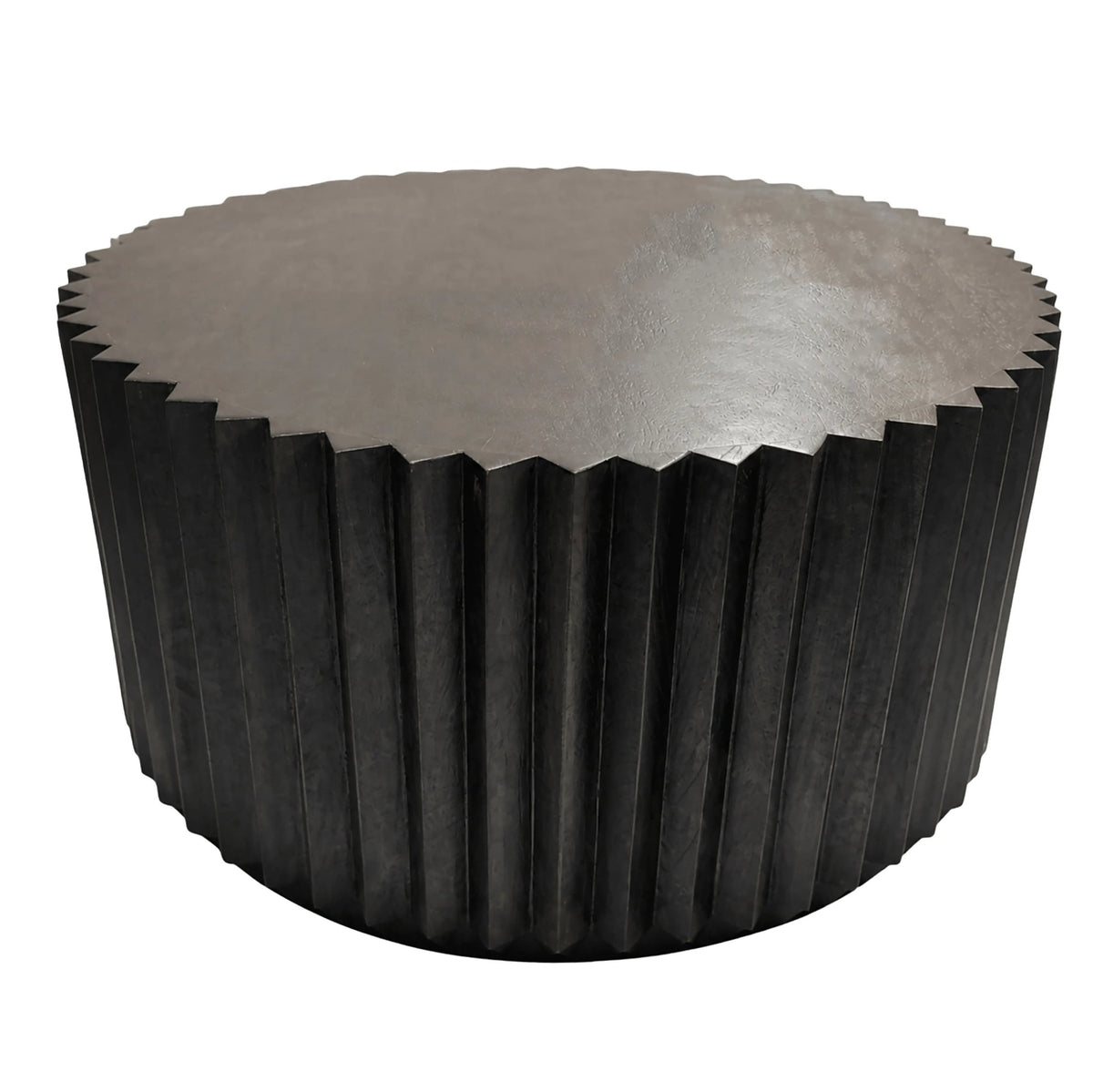 Fakenham Round Black Mango Wood Carved Ridge Coffee Table